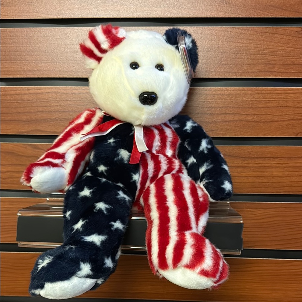 Patriotic Plush Bear with Stars and Stripes